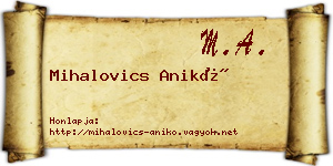 Mihalovics Anikó névjegykártya